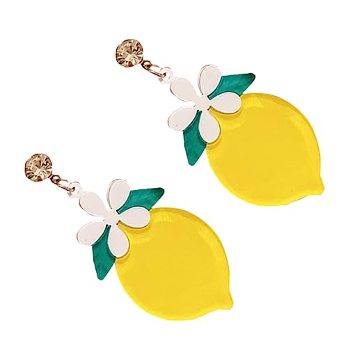 SAFIGLE Zitronen Ohrringe 925 Silber Ohrstecker mit Strass Sommerfrucht Hängende Blumenohrringe Leicht und für Frauen von SAFIGLE