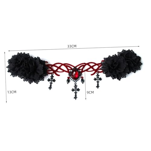 SAFIGLE Gothic Lolita Kopfbedeckung Halloween Stirn Kette Elastisches Haar Band Cosplay Kreuz Kopfschmuck Für Frauen Und Mädchen von SAFIGLE