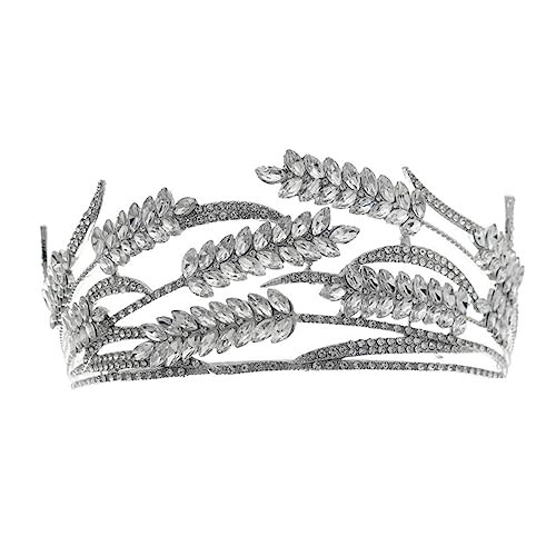 SAFIGLE 1Pc Strass Krone Die Krone Hochzeit Haarschmuck Braut Haarschmuck Für Frauen Braut Kristall Krone Braut Kopfschmuck Party Krone Kopfschmuck Hochzeitskrone Legierung Silber von SAFIGLE