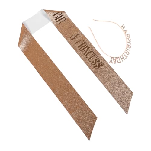 SAFIGLE 1Satz Geburtstags Schärpe Und Tiara Für Verstellbarer Krone Gürtel Und Glitzerndes Stirnband Geburtstagsdekoration Für Prinzessinnen Partys Roségold von SAFIGLE