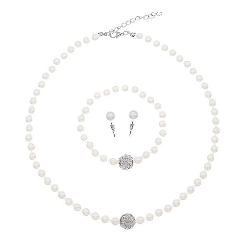 SAFIGLE Schmuck Mit Halskette Perlen Und Ohrringen Für Braut Hochzeit Einfaches Armband Für Partys Und Festzüge von SAFIGLE