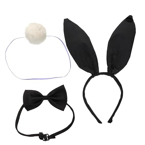 SAFIGLE Hasenohren Haarreif Satz Mit Und Fliege Für Kostümparty Karneval Und Cosplay Schwarz Für Erwachsene Und Einfach Zu Tragen Und Bequem von SAFIGLE