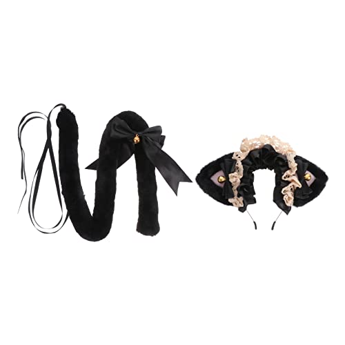 SAFIGLE Katzenohren Stirnband Satz für Kinder Katzenkostüm Prop mit Katzenschwanz Cosplay Zubehör Party Kopfschmuck für Geburtstagsfeiern Halloween und Karneval von SAFIGLE
