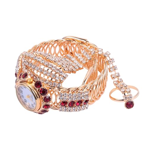 SAFIGLE 1stk Damenringuhr Golduhren Damen Quarz-fingeruhr Modische Armbanduhr Uhr Für Mädchen Strass Armbanduhr Uhren Für Damen Rostfreier Stahl Romantisches Mädchen Rot Fräulein Bohemien von SAFIGLE