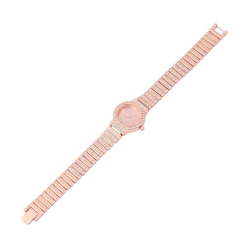 SAFIGLE 1stk Diamantbesetzte Uhr Mit Stahlband Damenuhr Quarz Kristall Geschenke Schmuck Armbänder Legierungsuhr Armbanduhr Strassuhr Damen Metall Bewegung Kleines Zifferblatt Fräulein von SAFIGLE