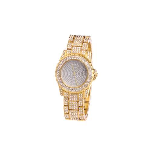 SAFIGLE 1stück Damen Rhinestone Armbanduhr Aus Edelstahl Elegante Quarz-Uhr Für Frauen Glitzernde Ziffern Goldene Farbgebung Für Besondere Anlässe Wie Weihnachten Oder Valentinstag von SAFIGLE