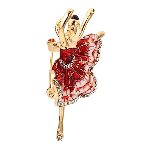 SAFIGLE 1Stk Mädchen Brosche trachtenbrosche gift for girls legierung strass brosche Pin-Abzeichen dekorative Stifte elegante Strassbrosche Kleidung Erdfarben Kragennadel Zubehör rot von SAFIGLE