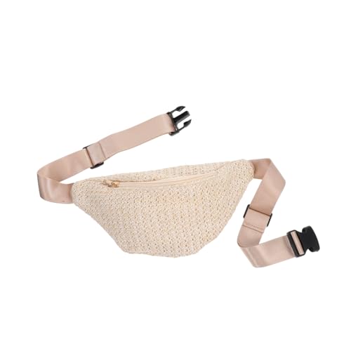 SAFIGLE Fanny Pack Für Damen Und Herren Sommer Bauchtasche Aus Imitat-Stroh Langlebige Crossbody Umhängetasche Für Outdoor-aktivitäten Und Reisen Beige von SAFIGLE