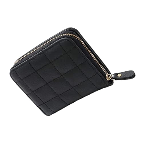 SAFIGLE Mini Geldbeutel Aus Pu-Material Mit Reißverschluss Münztasche Und Kartentasche Bestickte Minitasche Für Wechselgeld Geld Und Karten Quadratisch Schwarz von SAFIGLE