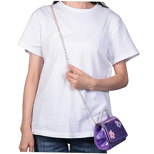 SAFIGLE Mini Umhängetasche Mit Blumenmuster Kettentasche Mit Perlenhandgriff Leicht Für Junge Mädchen Abnehmbarer Schultergurt Elegantes Design Für Mädchen von SAFIGLE