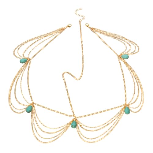 SAFIGLE Barockes Stirnbandkette Damen Haarband Legierung Stirnband Quasten Haarband Kopfschmuck Ponyfrisur Haarspange von SAFIGLE