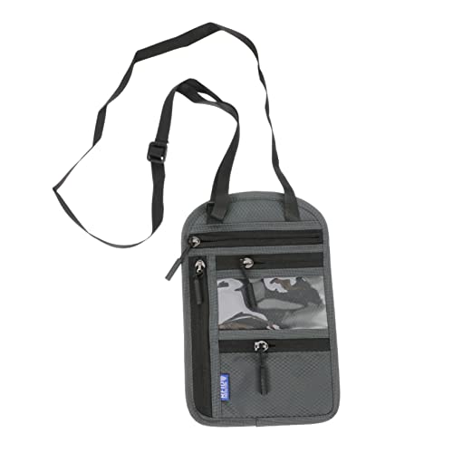 SAFIGLE 1Stück Multifunktionale RFID Kartentasche für Reisen Umhängetasche zur Sicheren Aufbewahrung von Pass Kreditkarten Bargeld Tiefgrau Einstellbares Design für Unterwegs von SAFIGLE