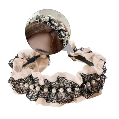 SAFIGLE Chic Haarschmuck Mit Perlen Und Spitze Für Frauen Stirnband Für Partys Hochzeiten Und Freizeit Khaki von SAFIGLE