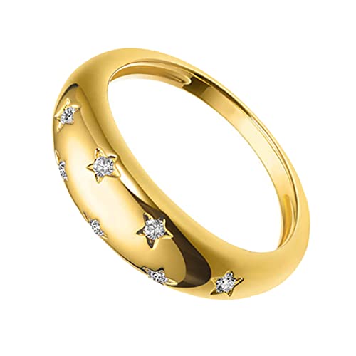 SAFIGLE Galvanisierter Damenring Retro Geometrischer Sternring Trendy Fingerring 18K Vergoldetem Material für Partys und Besondere Anlässe von SAFIGLE
