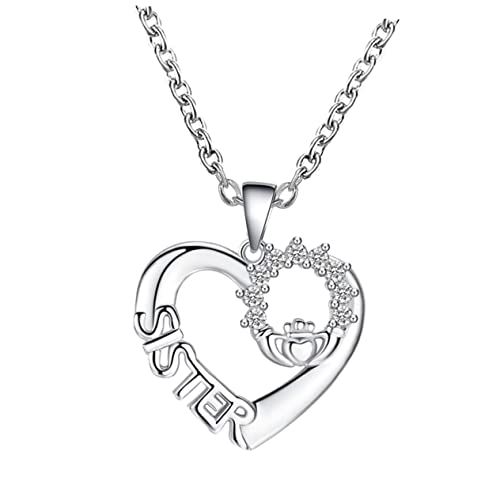 SAFIGLE 1stk Liebe Schwester Halskette Strasskette Für Damen Strass-liebeskette Halsreifen Für Mädchen Hochzeitshalskette Herzkette Aus Sterlingsilber Legierung Frau Zirkon Freundschaft von SAFIGLE