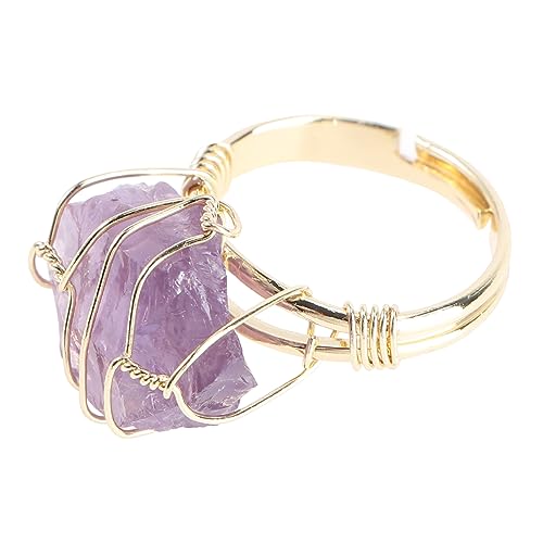 SAFIGLE 1Stk natürlicher Kristallring bastelutensilien handarbeiten Ringe für Frauen verstellbare Fingerringe Ringe für Modeschmuck öffnende Fingerringe Amethyst Kristall rau Violett von SAFIGLE