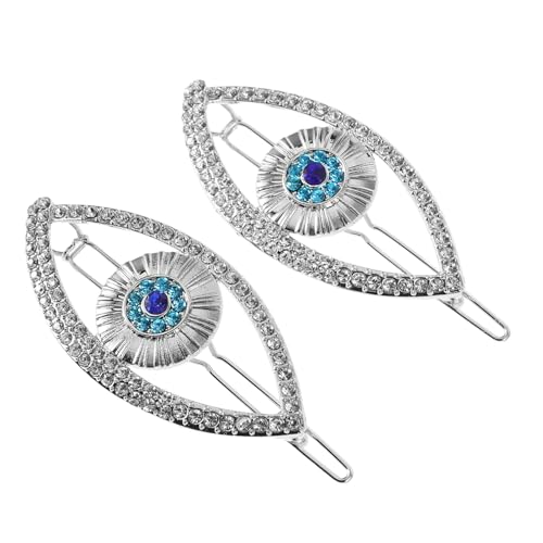 SAFIGLE 2 Haarspangen Mit Strasssteinen Für Damen Und Mädchen Für Partys Valentinstag Und Hochzeiten Haarspangen Mit Bösem Blick Süße Seitliche Haarnadel Haar Accessoires Für von SAFIGLE
