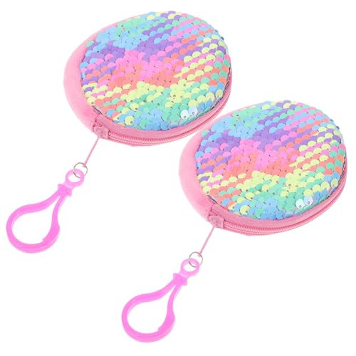 SAFIGLE 2stücke Geldbörse Für Damen Runde Clutch Mit Großer Kapazität Rosa Glänzendes Design Für Karten Und Kleingeld von SAFIGLE