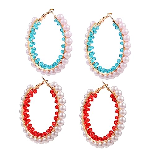 SAFIGLE Perlenohrringe 2 Paare Hochzeit Ohrhänger Schmuck Transparent Mit Runder Form Leicht Und Angenehm Für Feste Und Anlässe von SAFIGLE