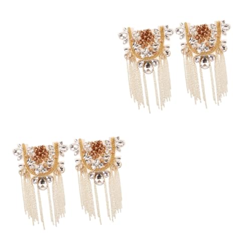 SAFIGLE 2 Paar Schulterklappen Anzugbrosche mit Quaste Brosche mit Quastenkette Schulterapplikation mit Quaste Schulterbroschenabzeichen Fransen-Schulterapplikation Schulterschmuck Metall von SAFIGLE