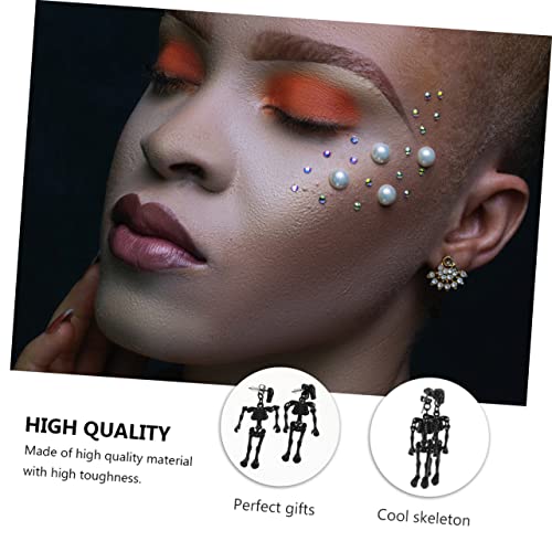 SAFIGLE 2 Paar Vintage Punk Halloween Ohrstecker Schwarze Universelle Skelett Roboter Ohrringe Leicht Langlebig Modischer Ohrschmuck für Damen und Herren von SAFIGLE