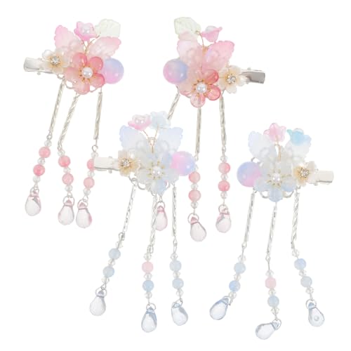 SAFIGLE 2 Paare Alte Kostümhaarzubehör asiatische Haaraccessoires Haarklammer Haarspangen für Mädchen Quaste Haarspange Haarschmuck mit Quasten Ästhetisches Haarzubehör Kunststoff von SAFIGLE