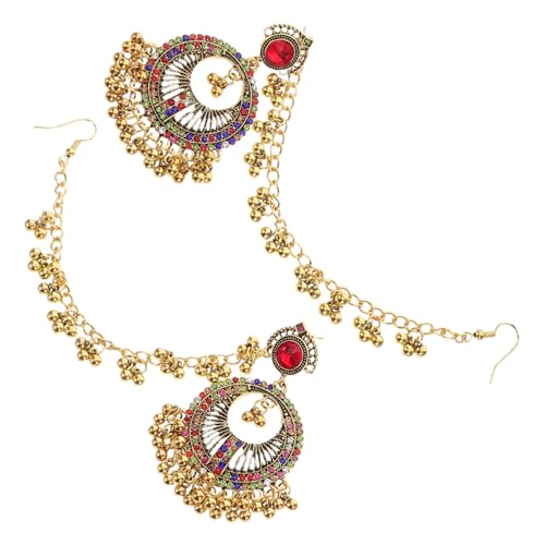 SAFIGLE 2 Paare Bunte Boho Ohrhänger Damen Leicht Ethno Stil mit Glockendetail Verspielte Statement Ohrringe für Alltag Party Farbenfrohe Ohrringe von SAFIGLE