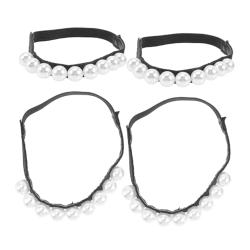 SAFIGLE 2 Paare Elastische High Heels Schuhbänder mit Abnehmbaren Perlen Anti-lockerung Schuhriemen für Pumps Modische Rutschfeste Haltebänder für Damen Hohe Schuhe von SAFIGLE