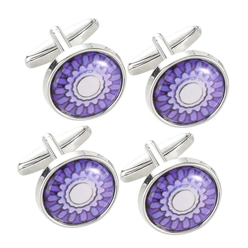 SAFIGLE 2paare Runde Herren-manschettenknöpfe Mit Blumenmotiv Für Hemden Hochzeiten Partys Und Geburtstage Umschlagmanschettenknöpfe Aus Legierung von SAFIGLE