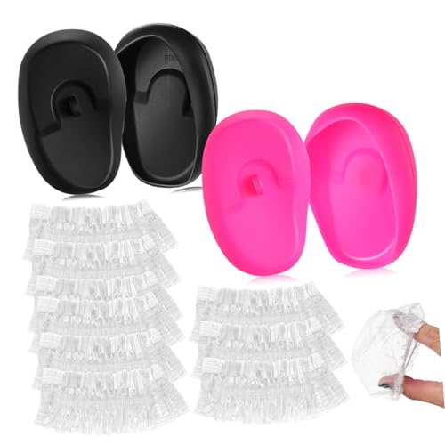 SAFIGLE 2 Paare Silikon-ohrenschützer Schutz Ohrenwärmer Frauen Ohrenbedeckung Bad Farbe Silikon-ohrabdeckungen Schwarz Wann Ohrenschützer Für Friseur Ohrkappen Für Haarfärbemittel Plastik von SAFIGLE