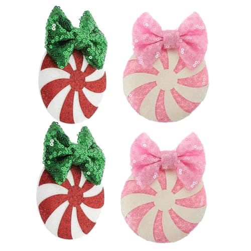 SAFIGLE 2 Paare Weihnachtliche Haarklammern Glitzernde Pailletten Schleifen Haarspangen für Mädchen Festlicher Haarschmuck Sicherer für Weihnachten und Partys von SAFIGLE