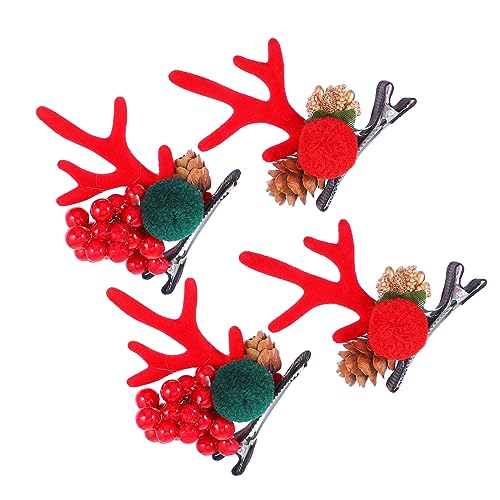 SAFIGLE 2 Paare Weihnachtliche Haarschmuck Hirschgeweih Haarspangen Leicht und Komfortabel mit Niedlichen Rentierohren Haarclips für Mädchen und Festliche Party Dekoration von SAFIGLE