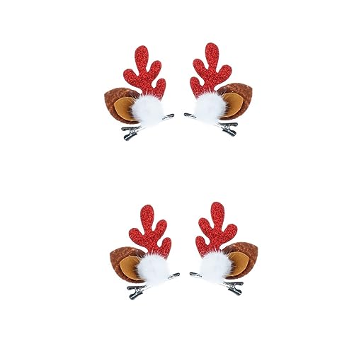 SAFIGLE 2 Paare Weihnachtlicher Hirschgeweih Haarspangen Leichte Party Haarklammern mit Süßem Rentier Design Atmungsaktive und Komfortable Kopfschmuck für Frauen und Mädchen von SAFIGLE