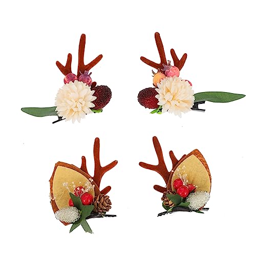 SAFIGLE 2 Paare Weihnachts Haarclips mit Rentier Geweih Praktische Haaraccessoires für Mädchen und Haarschmuck für Weihnachtsfeiern und Festliche Anlässe von SAFIGLE