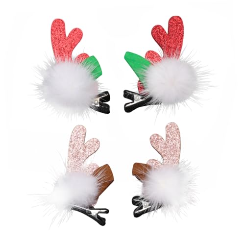 SAFIGLE 2 Paare Weihnachts Haarspangen Geweih Haarclip Festlicher Haarschmuck Bunte Haarnadeln für Mädchen Party und Feier von SAFIGLE