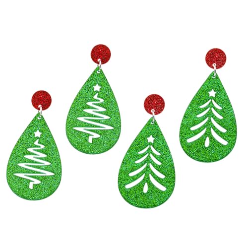 SAFIGLE 2 Paare Weihnachtsbaum Ohrhänger Leichte Hautfreundliche Ohrringe mit Hohlem Design Modisch und Allergikerfreundlich Festlicher Schmuck für Damen zu Weihnachten von SAFIGLE
