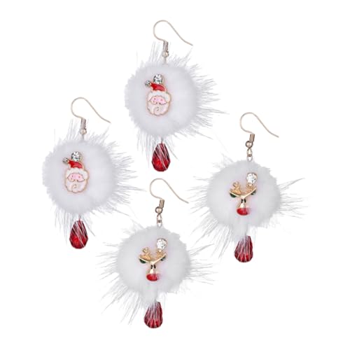 SAFIGLE 2 Paare Weihnachtsohrringe Schneemann Dangle Ohrringe Flauschige Bommel Festlicher Schmuck für Winterpartys und Weihnachtsfeiern von SAFIGLE