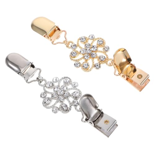 SAFIGLE 2 Retro Cardigan Clips Strass Schal Brosche Vielseitiger Pullover Kettenclip Für Frauen Im Büro Und Gesellschaftliche Zusammenkünfte von SAFIGLE