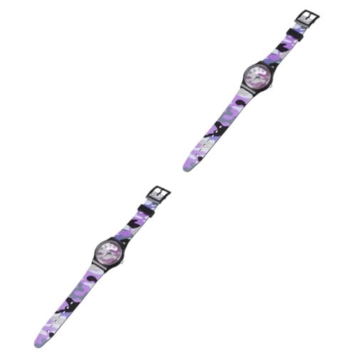 SAFIGLE 2 STK Cartoon-Camouflage-Uhr Mädchen sehen Geschenk für Mädchen lernuhr Kinder kinderlernuhr Kinder Armbanduhr Modeuhr für Kinder Karikatur Anschauen Quarzuhren Student PVC Violett von SAFIGLE