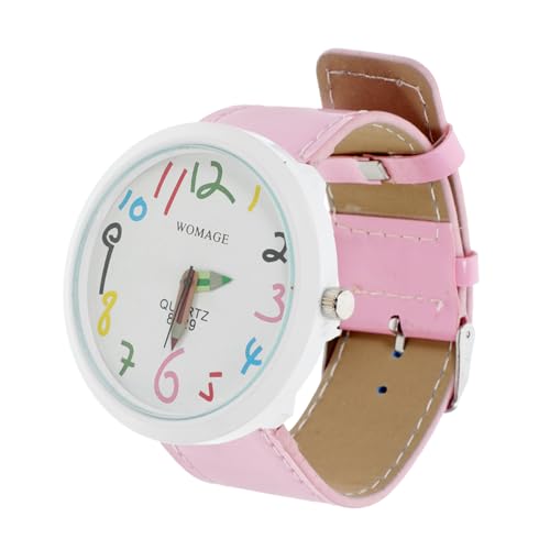 SAFIGLE 2 STK Kinderuhr Stainless Steel inoxlm partytröten Birthday Gifts Kinder bleistifte Lederuhr Kinder Armbanduhr Studentenuhr Perlmutt schmücken erröten Anschauen Zeiger Glas Rosa von SAFIGLE