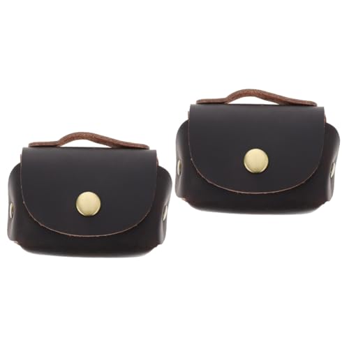 SAFIGLE 2 STK Schlüsselbox Reisemünzenbeutel süße Geldbörse Münzbeutel schlüssel aufbewahrung schlüsselaufbewahrung Outdoor-Schlüsseltasche Schlüsseltasche aus Leder Echtes Leder Coffee von SAFIGLE