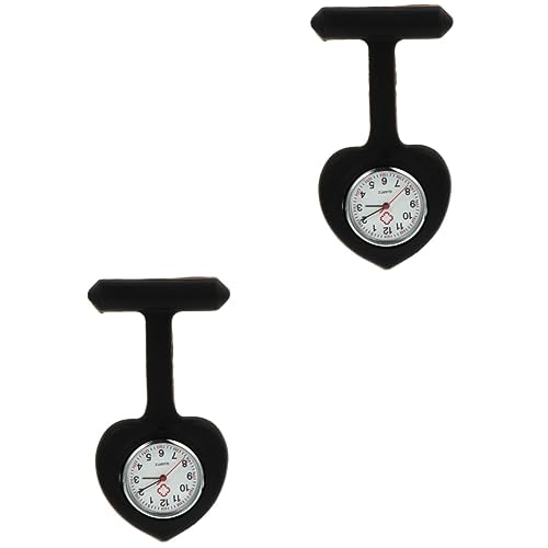 SAFIGLE 2 STK Schwesterntisch Stethoskop Uhr Taschenuhren Aus Silikon Leichte Schwesternuhr Uhr Mit Ansteckbrosche Frauen Blumen Spiegelmaterial: Gewöhnlicher Glasspiegel Herzförmig Damen von SAFIGLE