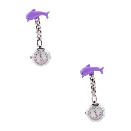 SAFIGLE 2 Taschenuhr Watches uhrenwender für Freundinnen Uhr Watch wanduhr Pflegeuhr Clip-on-Uhr Damenuhr Digitaluhr hängende Uhr personalisierte Uhr Zinklegierung Violett von SAFIGLE