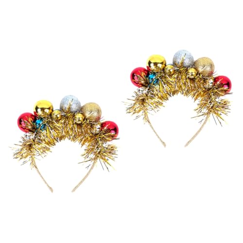 SAFIGLE 2 STÜCK Weihnachtlicher Haarschmuck Haarreifen mit Bunten Kugeln und Farbigem Band Langlebig und Bequem Festliches Accessoire für Mädchen Weihnachtsfeier und Party von SAFIGLE