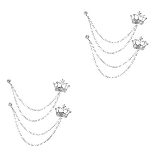 SAFIGLE 2 Sätze Kronenabzeichen Krone Hemdclip Krone Anzug Clip Brosche Krone Herrenanzug Clip Krone Revers Clip Krone Mantel Clip Krone Männer Mantelclip Silver Legierung 2 Stücke * 2 von SAFIGLE