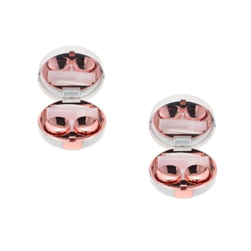 SAFIGLE 2 Sätze Runder Marmor Kontaktlinsenbehälter mit Spiegel Tragbares Aufbewahrungset für Unterwegs Eleganter Organizer im Roségold Design für Reisen von SAFIGLE