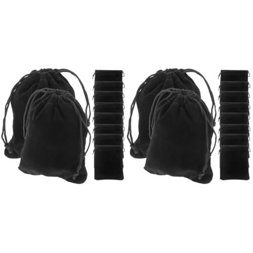 SAFIGLE 2 Sätze Schwarzer Samtschmucktasche Beutel Mit Kordelzug Reise -Make -up -Tasche Reise-Make-up-Tasche Kleine Kosmetiktasche Flanell Black 15 Stücke * 2 von SAFIGLE