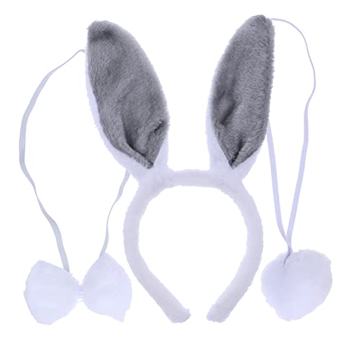 SAFIGLE 2 Satz Hasenohren Haarreif mit Schleife und Weiches Plüsch Accessoire für Osterkostüm Karneval Party und Cosplay Rutschfester Stirnband für Erwachsene von SAFIGLE