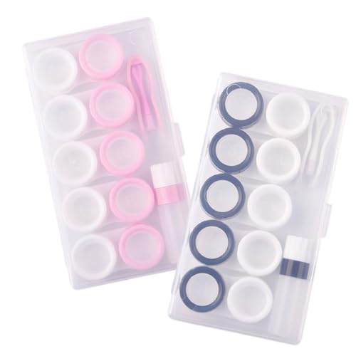 SAFIGLE 2 Sets Kontaktlinsenbox Set Ok Linsenaufbewahrungsbehälter Linsenpflege Organizer Linsenbehälter Linsenhalter Transparenter Behälter Weiß Pp von SAFIGLE