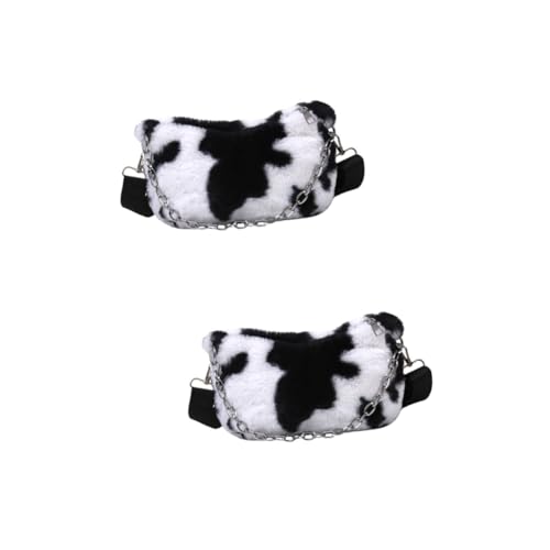 SAFIGLE 2 Stück Taschen Für Damen Kuhmuster Plüsch-geldbörse Große Kapazität Handtasche Warme Achseltasche Zum Einkaufen Und Arbeiten von SAFIGLE